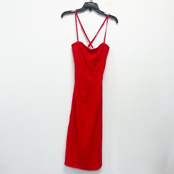 Wild Fable Women's Linen Lace Tie Back Summer Midi Slip Dress Red Size 16 - Picture 2 of 6